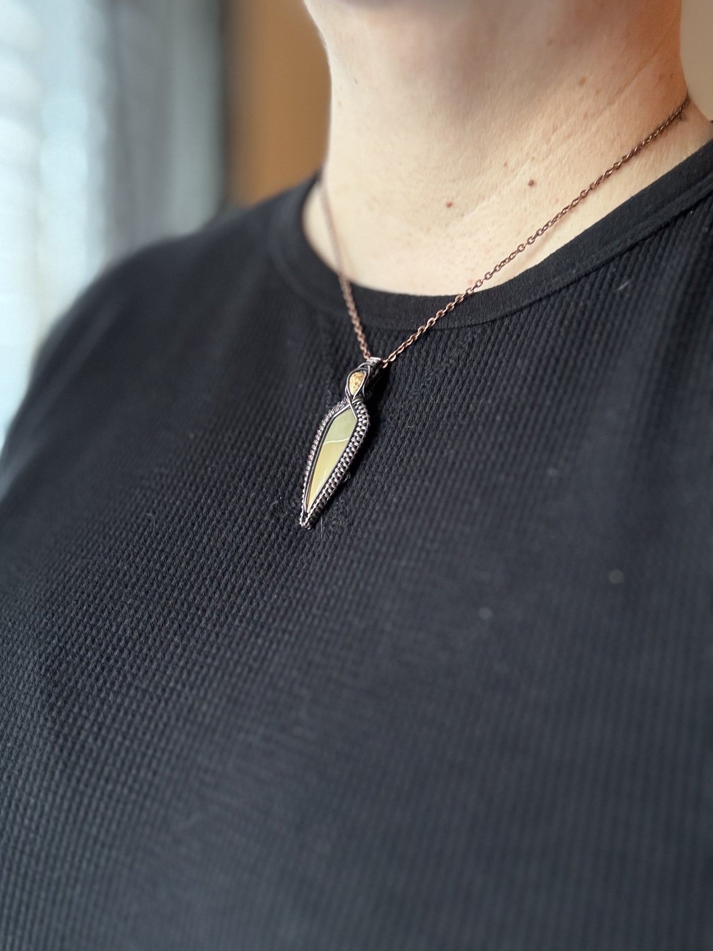 Green Jasper & Picture Jasper Pendant in Copper