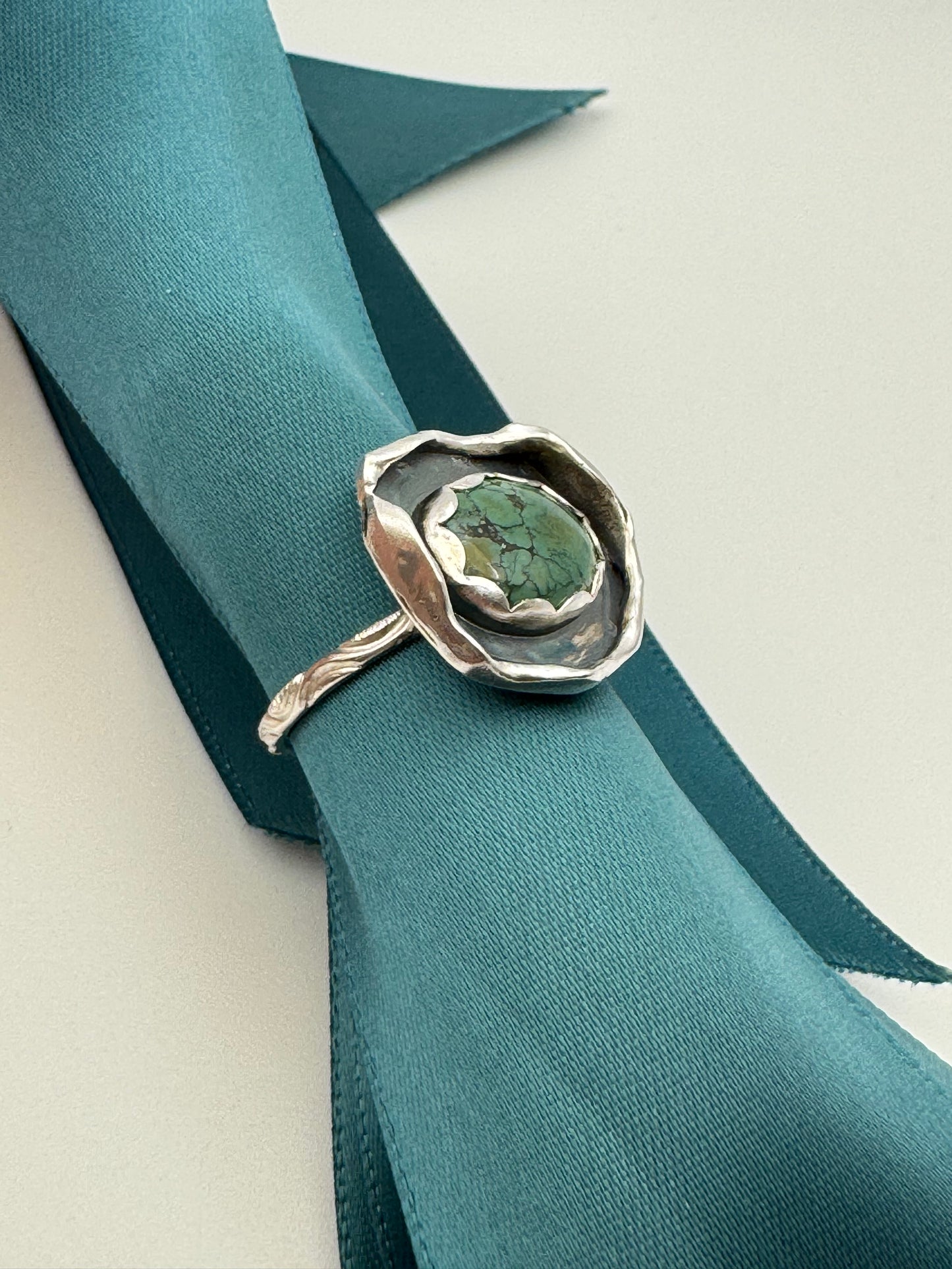 Azure Arcana Collection || Tibetan Turquoise Shadowbox Ring Size 8.5