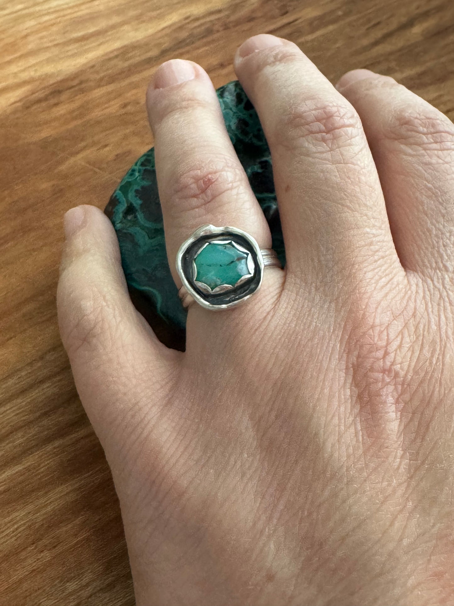 Azure Arcana Collection || Peruvian Opal Shadowbox Ring Size 7.5
