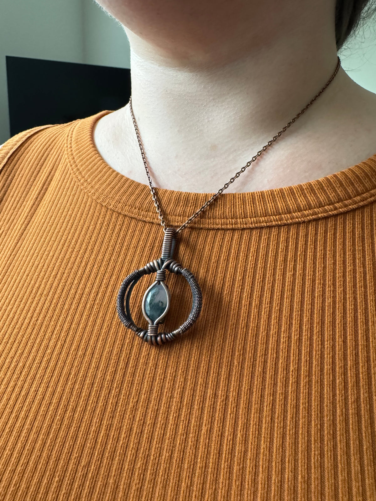 Mosslight || Faceted Moss Agate Pendant