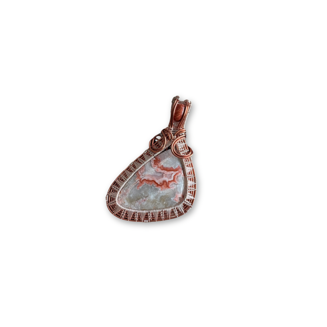 Rosetta Jasper Pendant in Antique Copper and Rose Gold