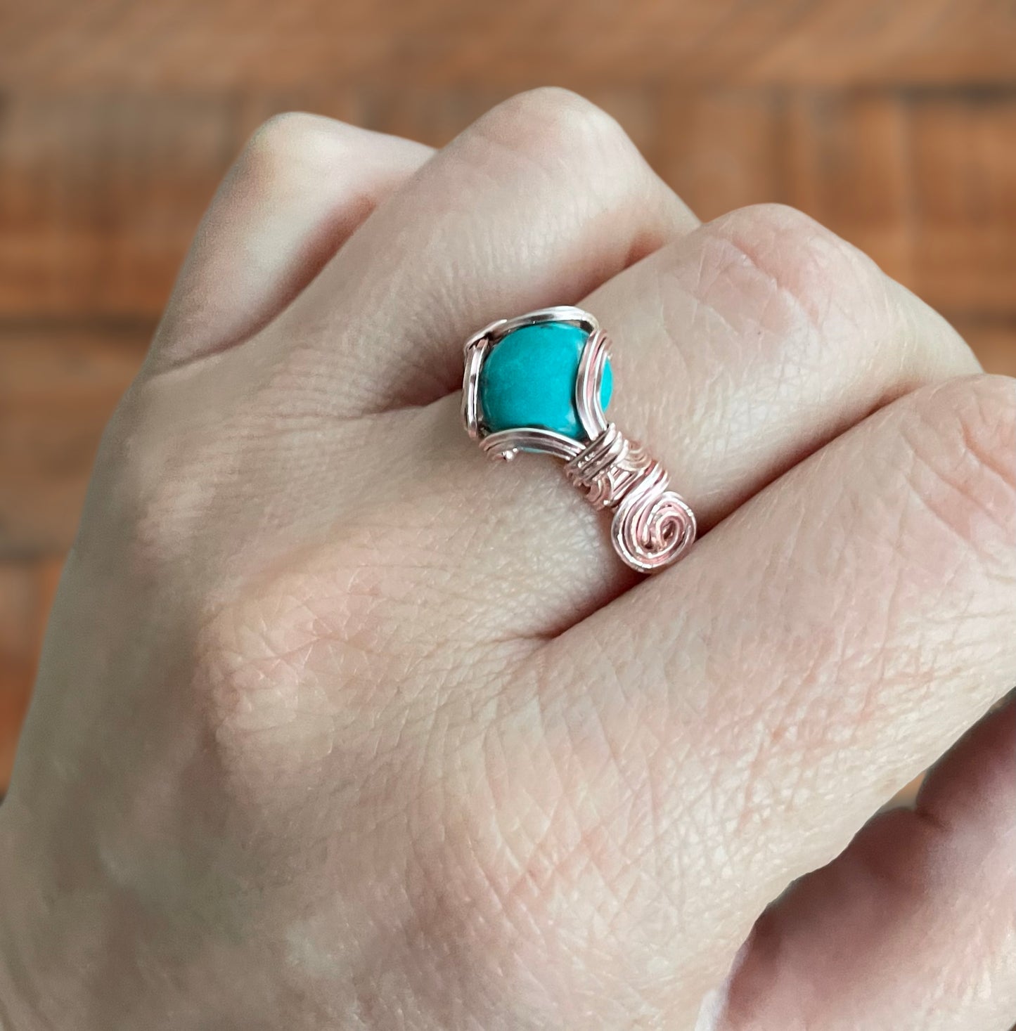 Size 9.5 | Turquoise & Rose Gold Dipped Copper Ring