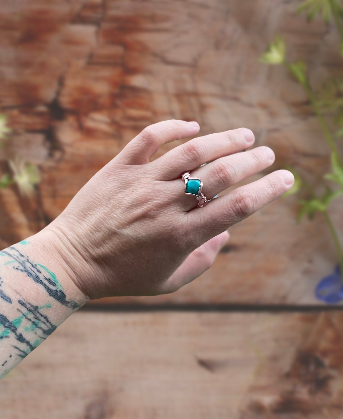 Size 9.5 | Turquoise & Rose Gold Dipped Copper Ring