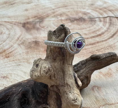 Size 8.5 | Amethyst Celestial Eye Wire Wrapped Ring