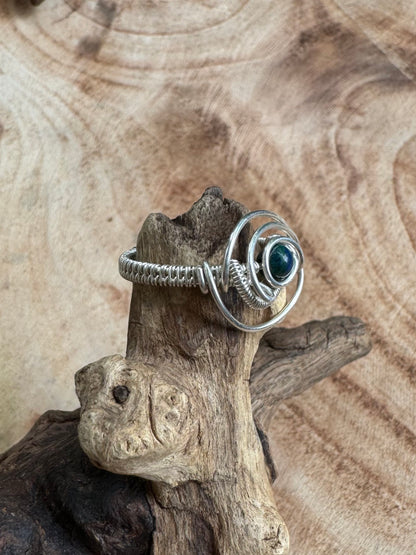 Size 7 | Azurite Celestial Eye Wire Wrapped Ring