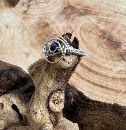 Size 7 | Azurite Celestial Eye Wire Wrapped Ring