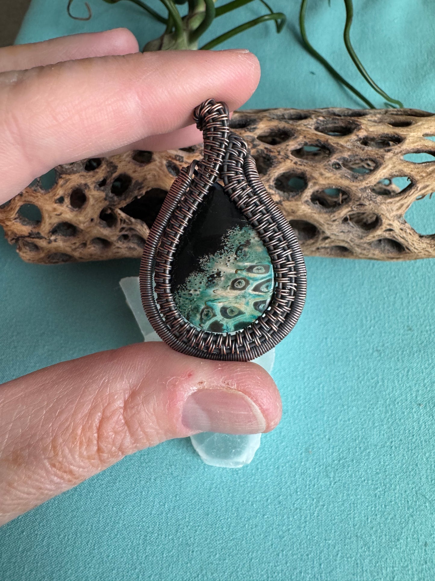 Weaved Palm Root Pendant