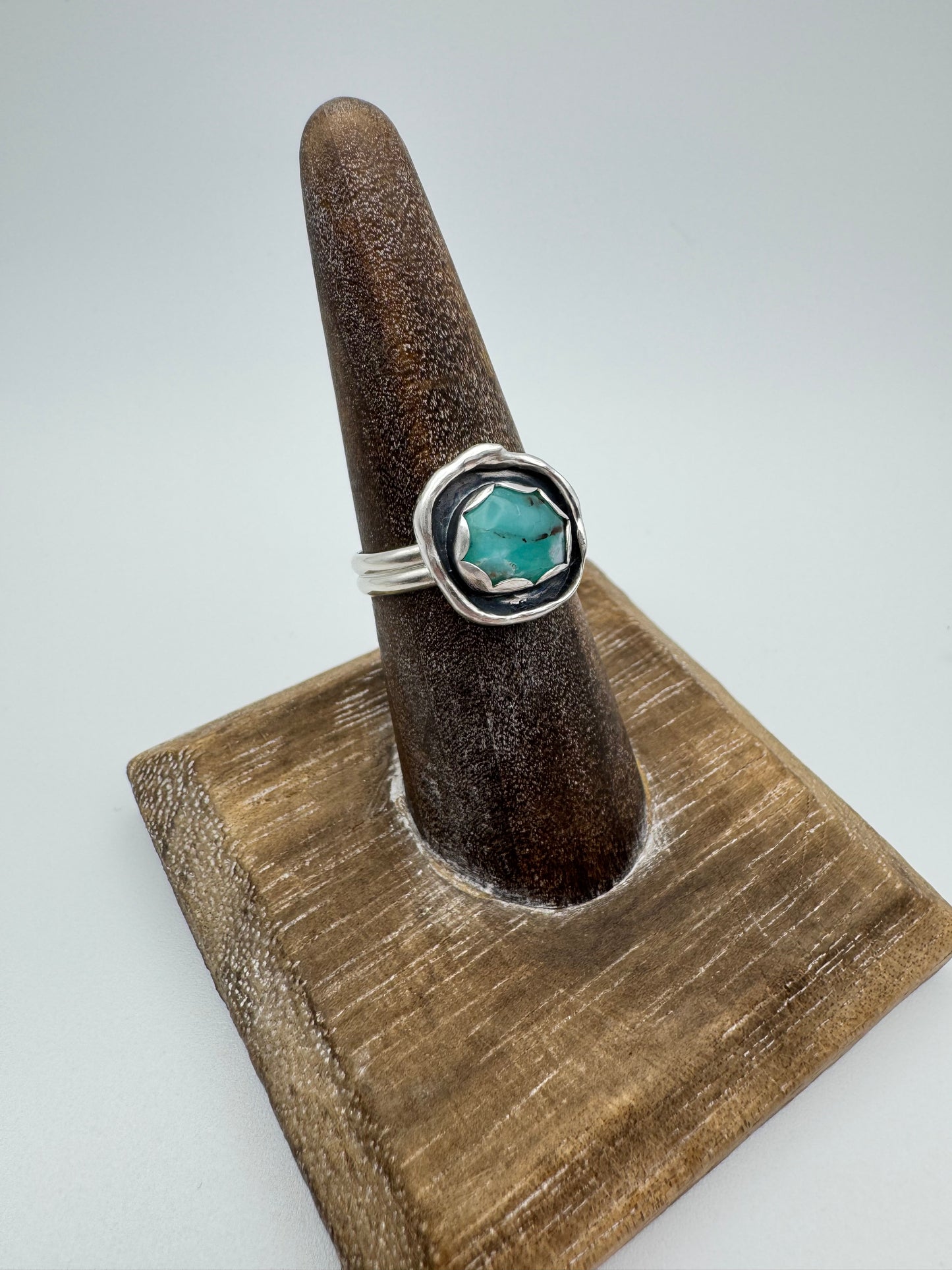 Azure Arcana Collection || Peruvian Opal Shadowbox Ring Size 7.5