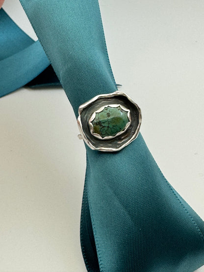 Azure Arcana Collection || Tibetan Turquoise Shadowbox Ring Size 8.5