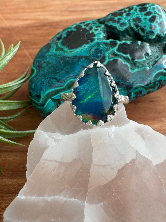 Azure Arcana Collection || Aurora Opal Ring Size 8.5