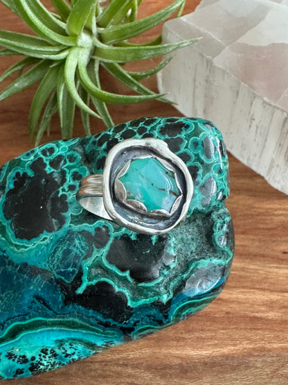 Azure Arcana Collection || Peruvian Opal Shadowbox Ring Size 7.5
