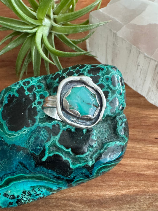 Azure Arcana Collection || Peruvian Opal Shadowbox Ring Size 7.5