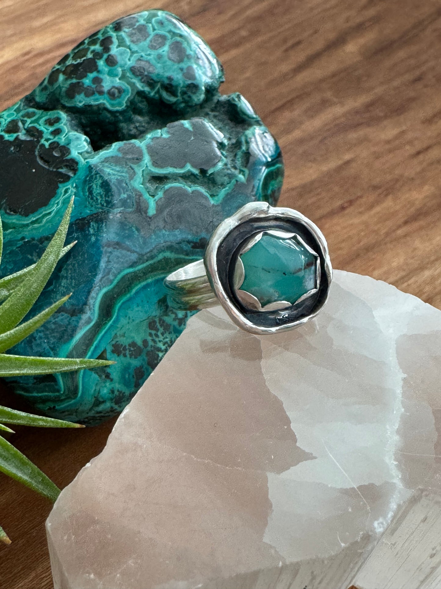 Azure Arcana Collection || Peruvian Opal Shadowbox Ring Size 7.5