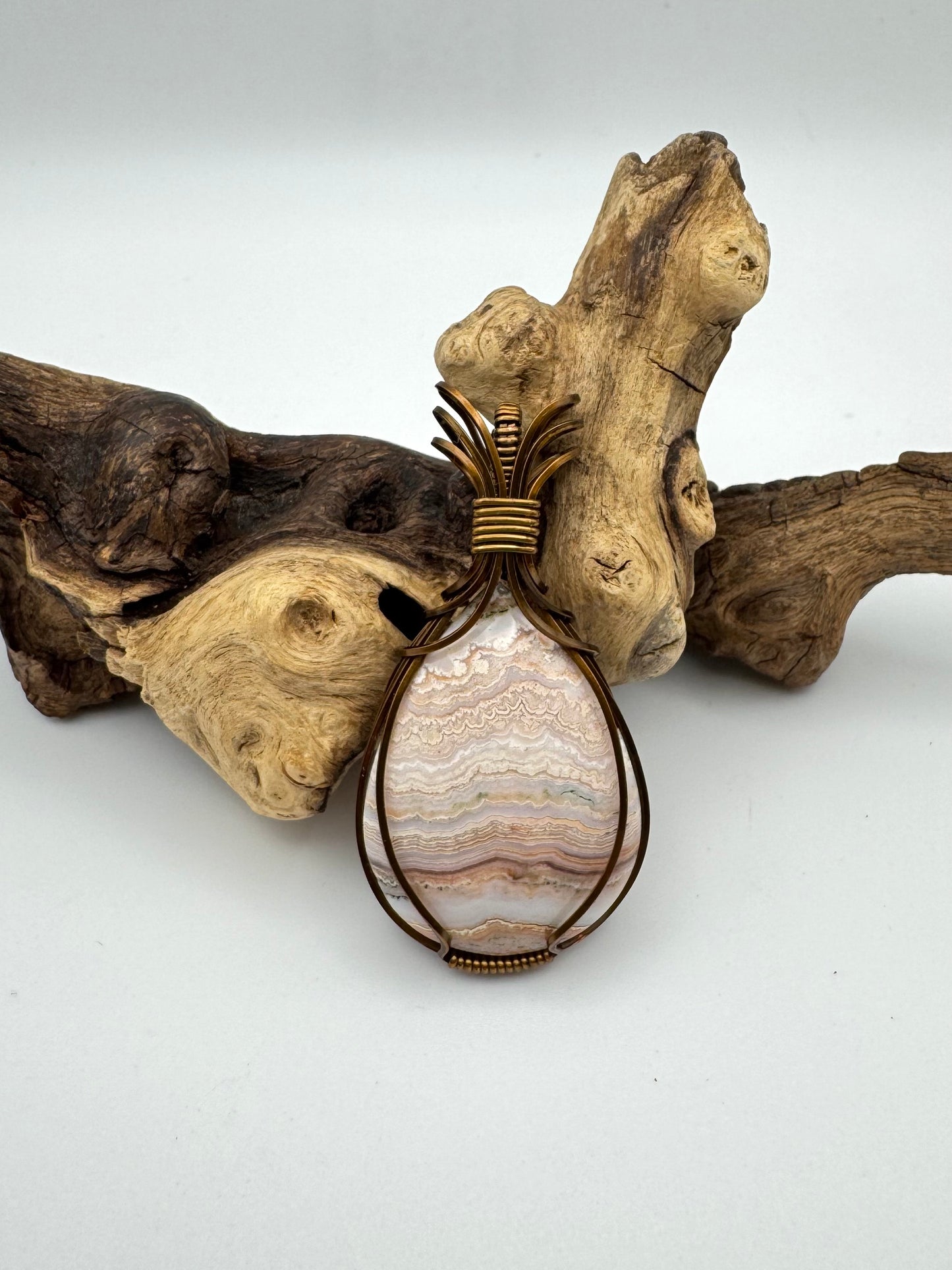 The Ostara Collection || Pink Lace Agate Pendant