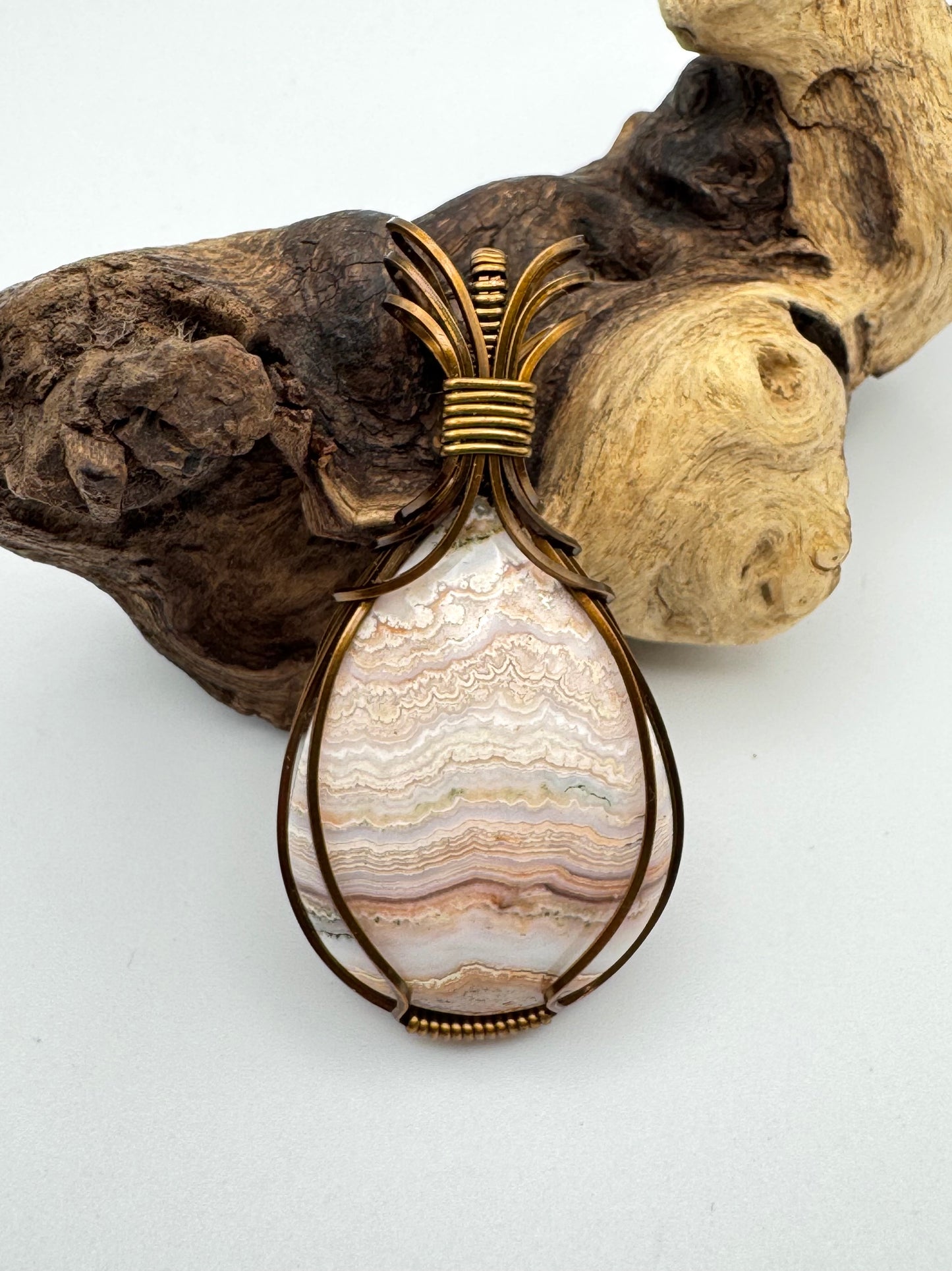 The Ostara Collection || Pink Lace Agate Pendant