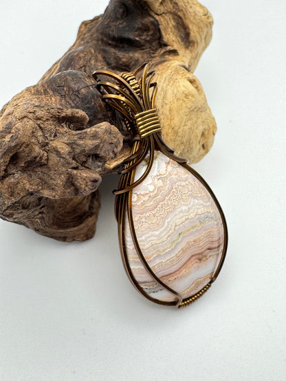 The Ostara Collection || Pink Lace Agate Pendant