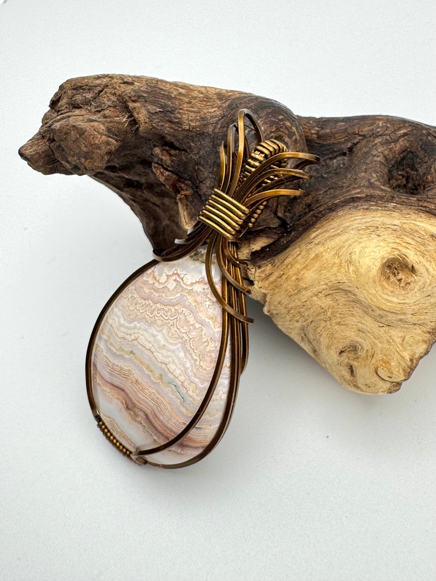 The Ostara Collection || Pink Lace Agate Pendant