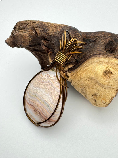 The Ostara Collection || Pink Lace Agate Pendant