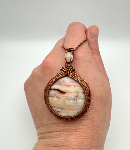 The Ostara Collection || Lace Agate & Opal Pendant