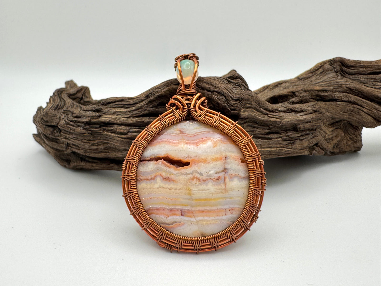 The Ostara Collection || Lace Agate & Opal Pendant