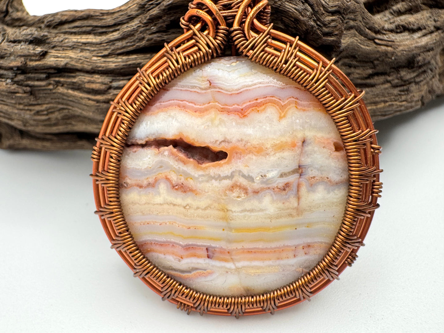 The Ostara Collection || Lace Agate & Opal Pendant