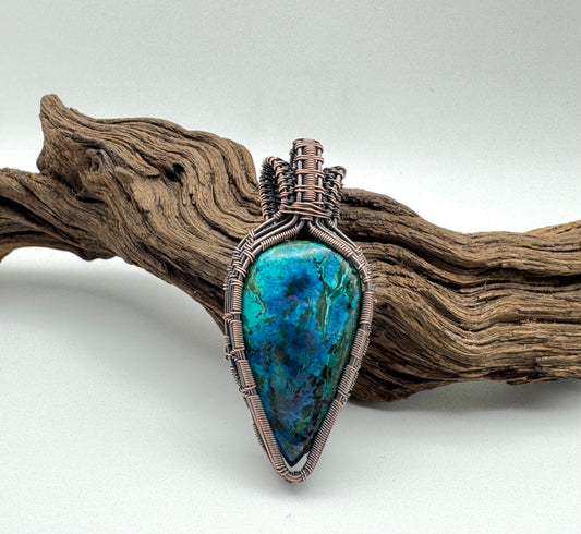 Chrysocolla Pendant in Oxidized Copper