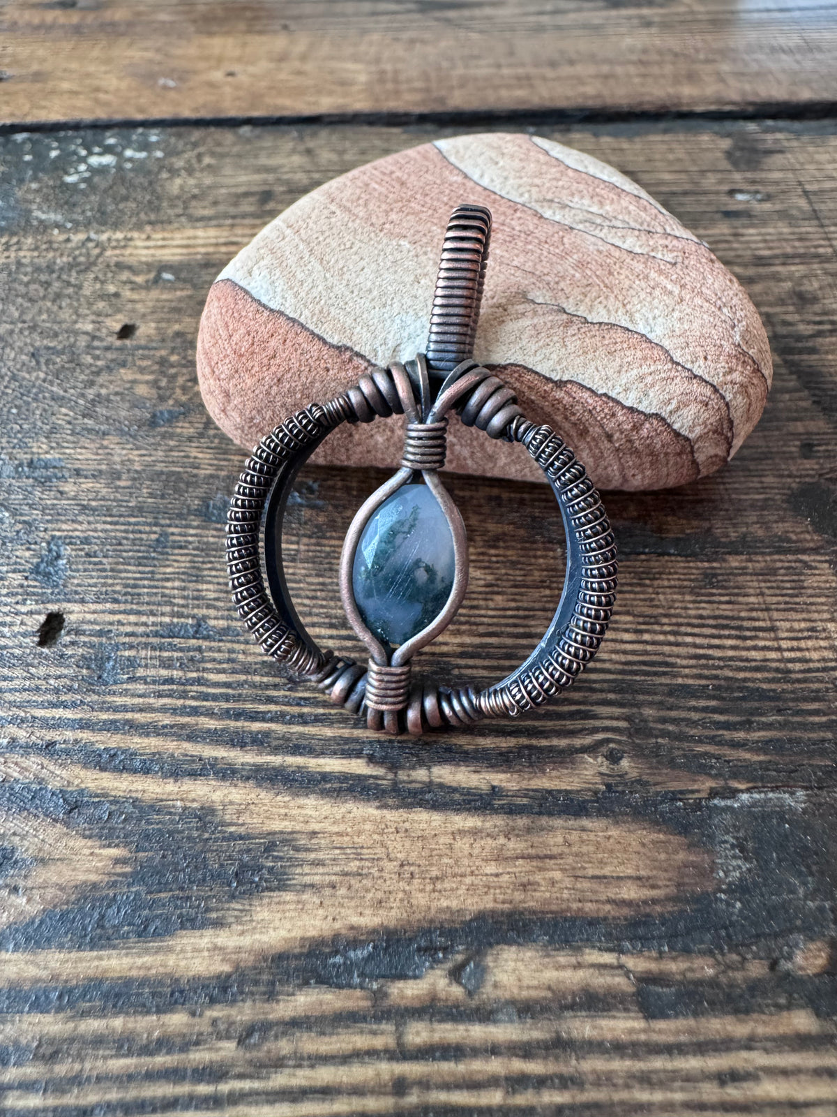 Mosslight || Faceted Moss Agate Pendant