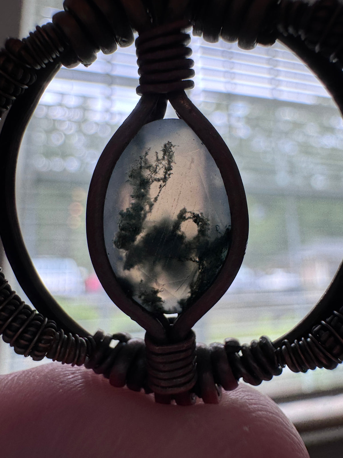 Mosslight || Faceted Moss Agate Pendant