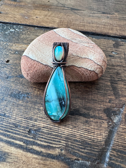 Tidal Glow || Peruvian Opal & Ethiopian Opal Pendant