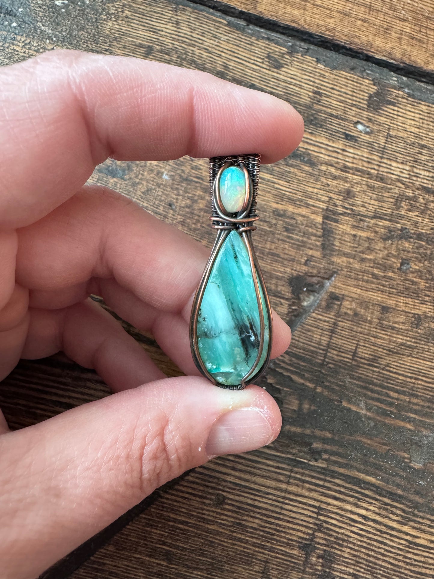 Tidal Glow || Peruvian Opal & Ethiopian Opal Pendant