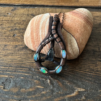 The Dreamwalker || Teal Moss Kyanite & Opal Pendant