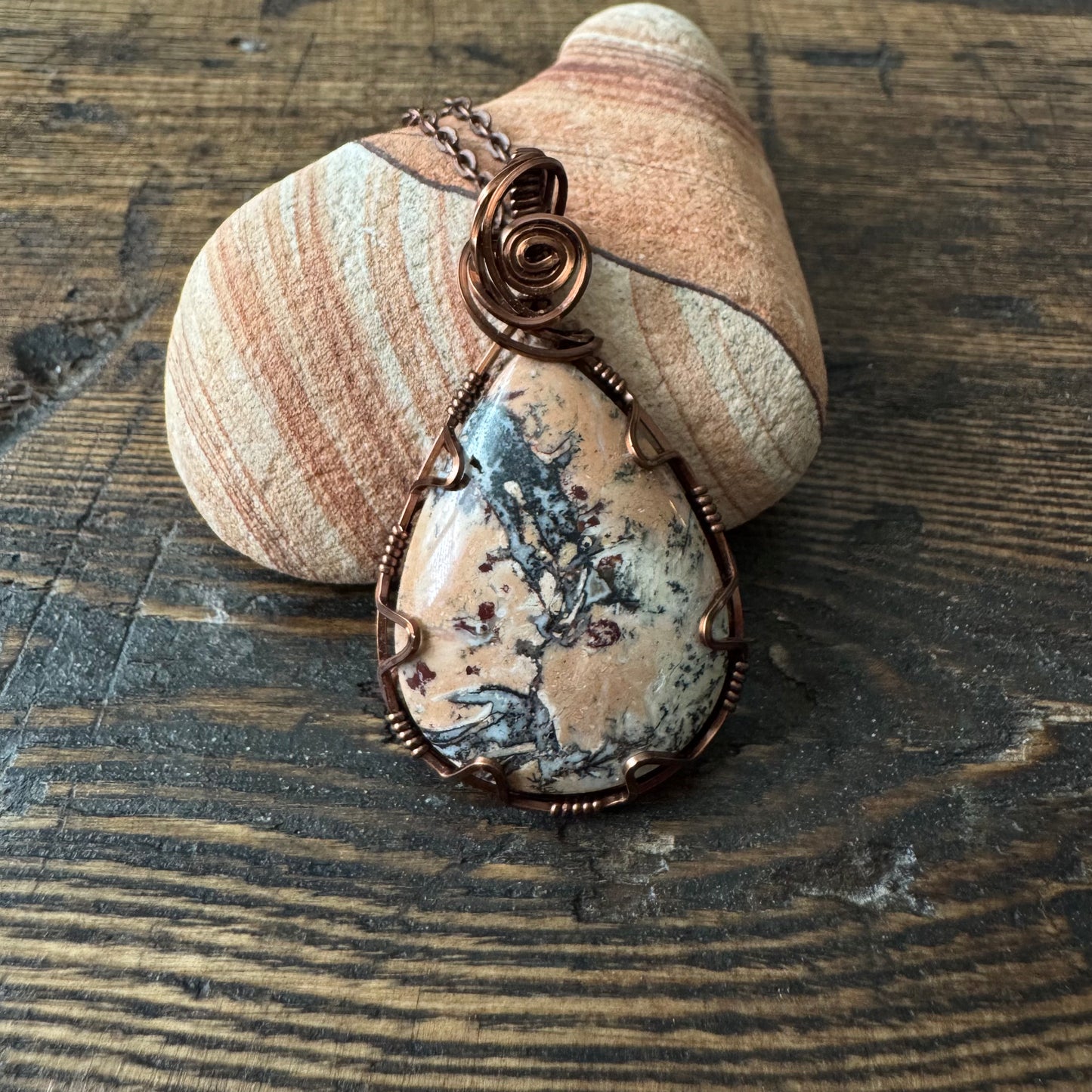 The Painted Canyon || Dendritic Picture Jasper Pendant