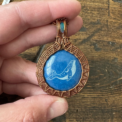 The Drifter || Etched Whale Blue Quartz Pendant