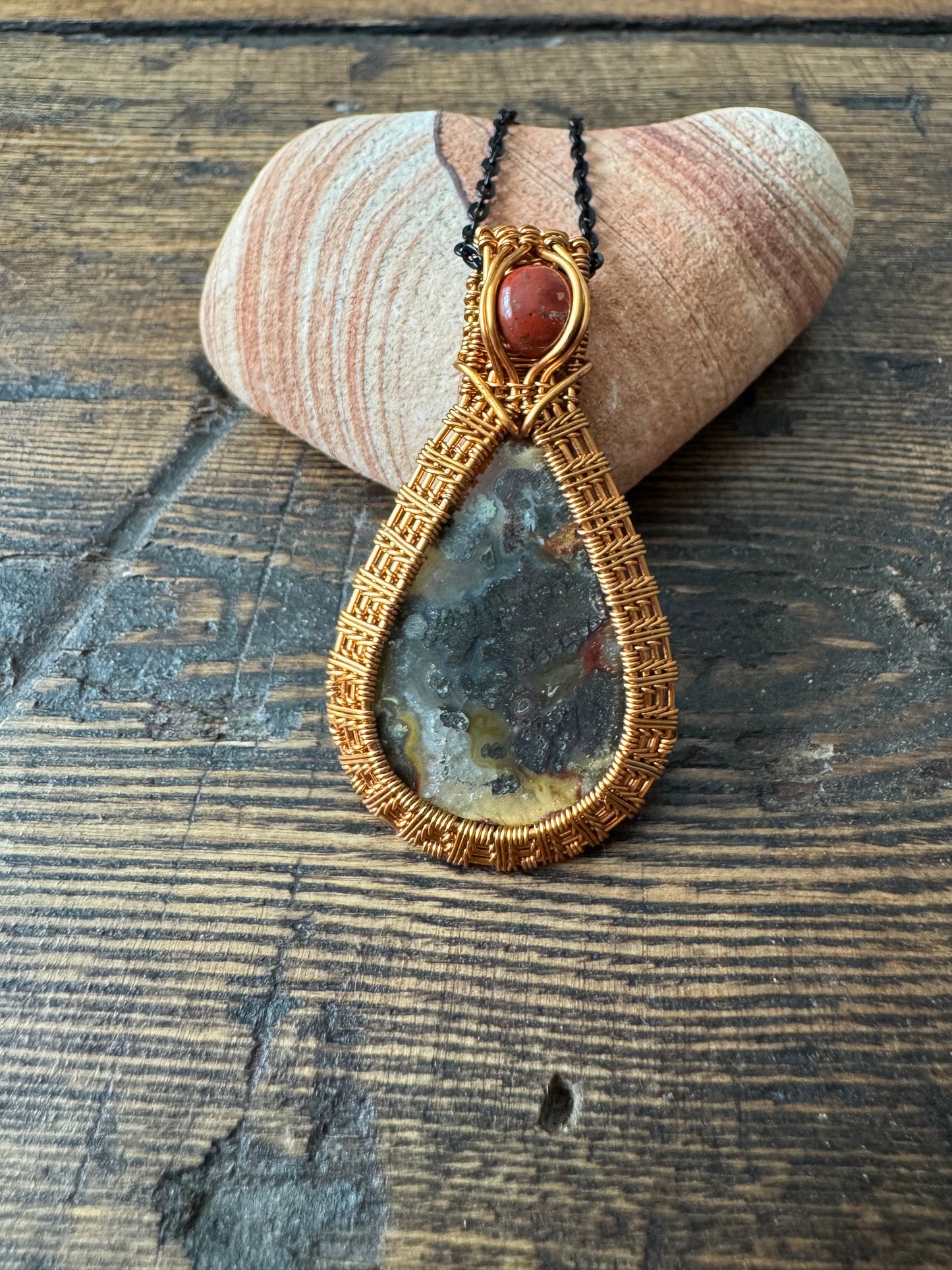 Emberwild || Red Marcasite & Red Jasper Pendant