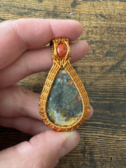 Emberwild || Red Marcasite & Red Jasper Pendant