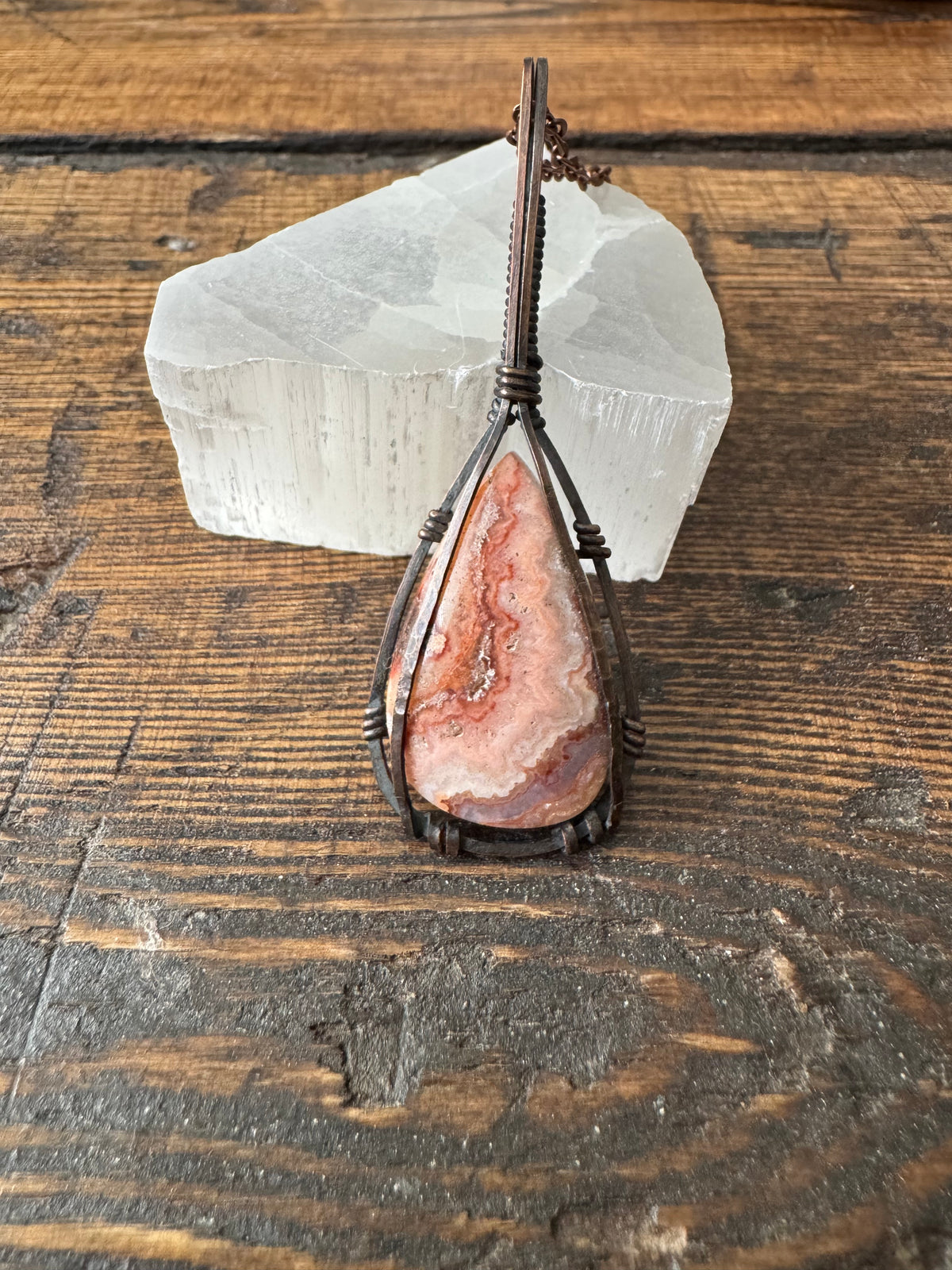 The Outlier || Pink Lace Agate Pendant