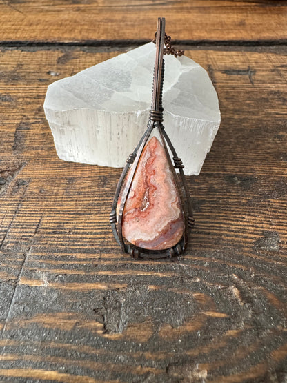 The Outlier || Pink Lace Agate Pendant