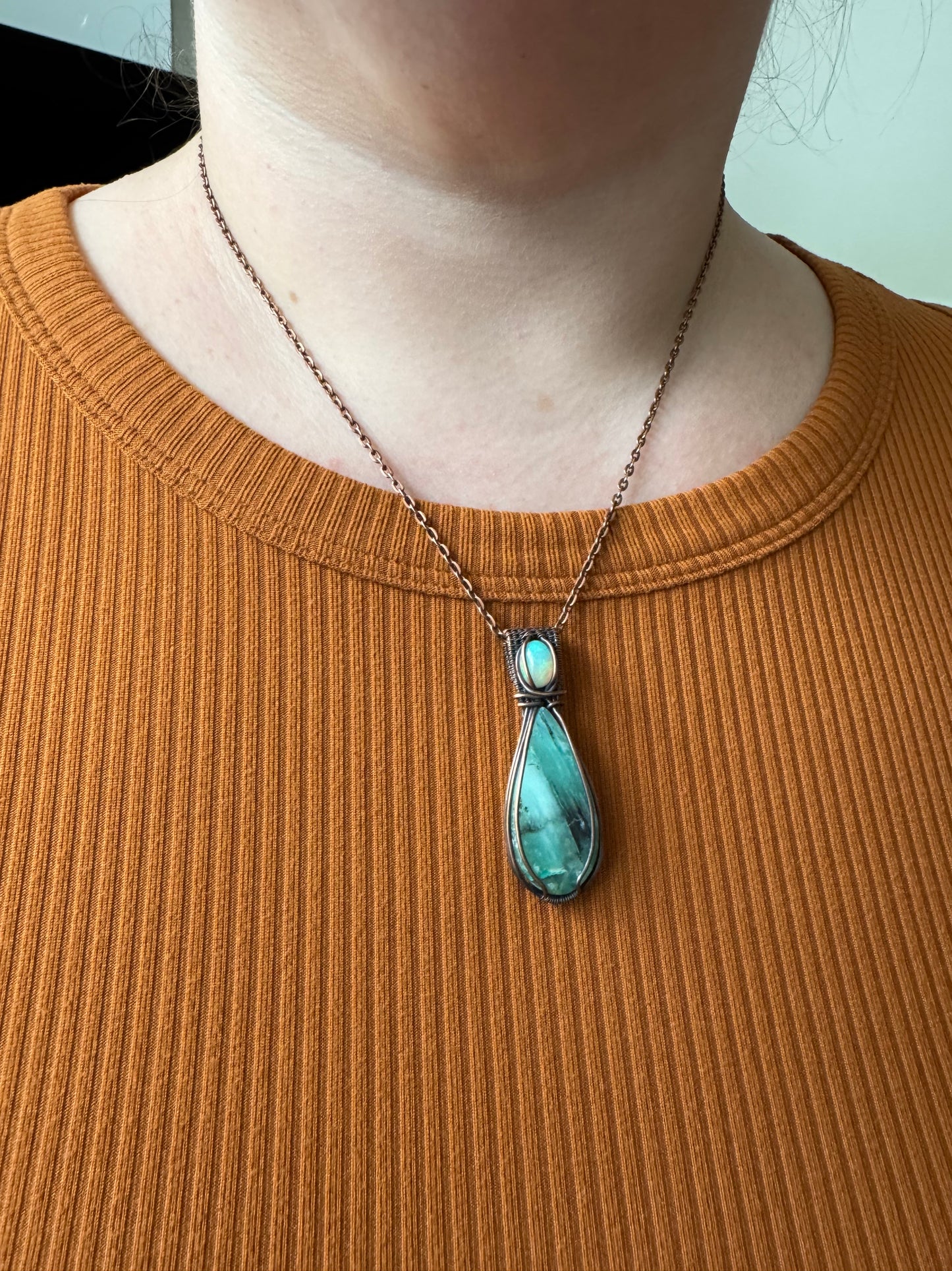 Tidal Glow || Peruvian Opal & Ethiopian Opal Pendant