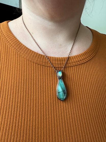 Tidal Glow || Peruvian Opal & Ethiopian Opal Pendant