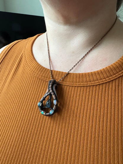 The Dreamwalker || Teal Moss Kyanite & Opal Pendant