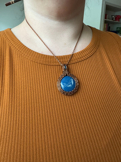 The Drifter || Etched Whale Blue Quartz Pendant
