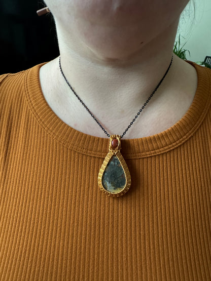 Emberwild || Red Marcasite & Red Jasper Pendant