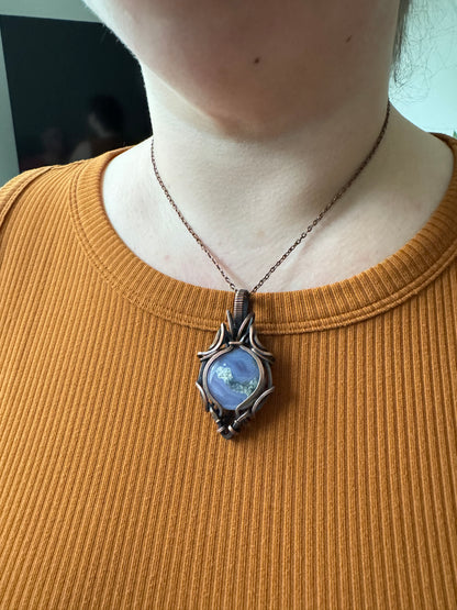 Moon Garden || Purple Moss Agate Pendant