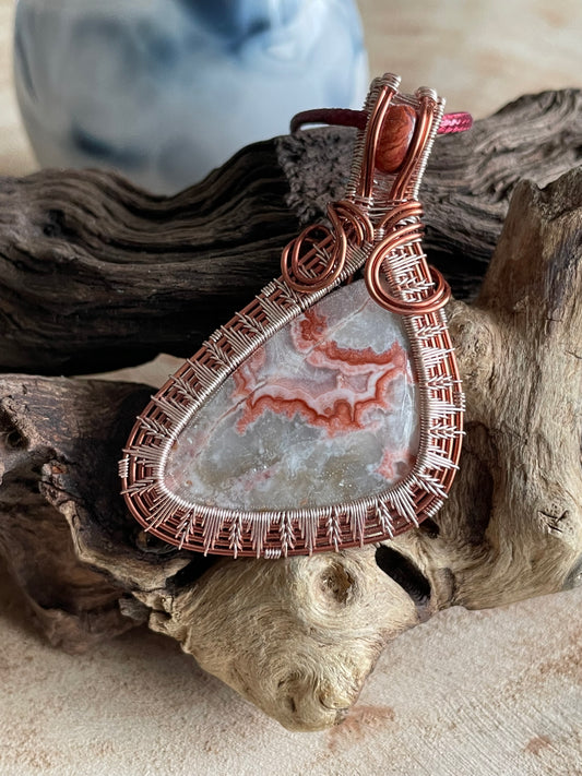 Rosetta Jasper Pendant in Antique Copper and Rose Gold