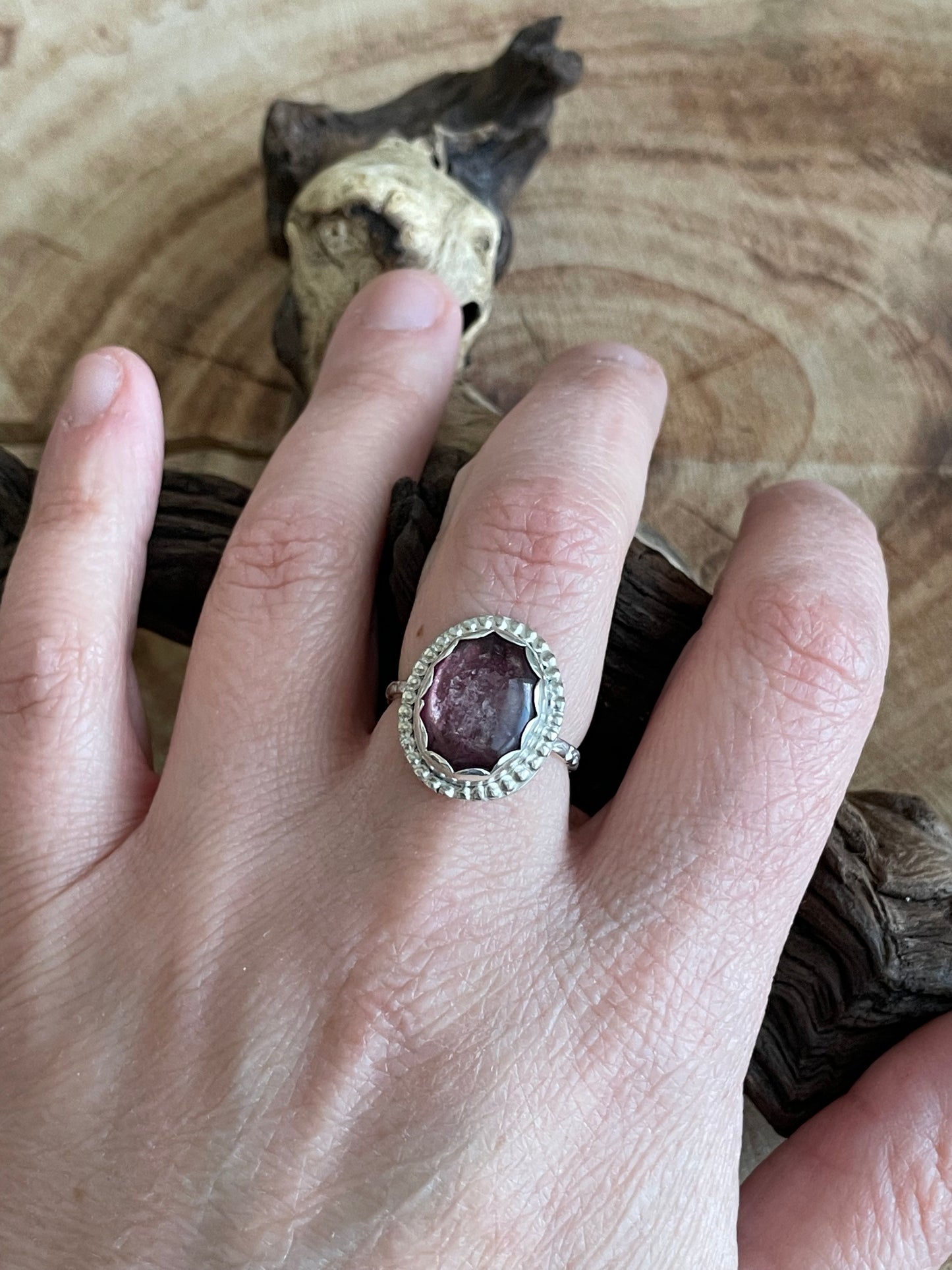 Size 8.5 | Lepidolite and Sterling Silver Ring