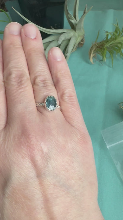 Teal Moss Kyanite Ring